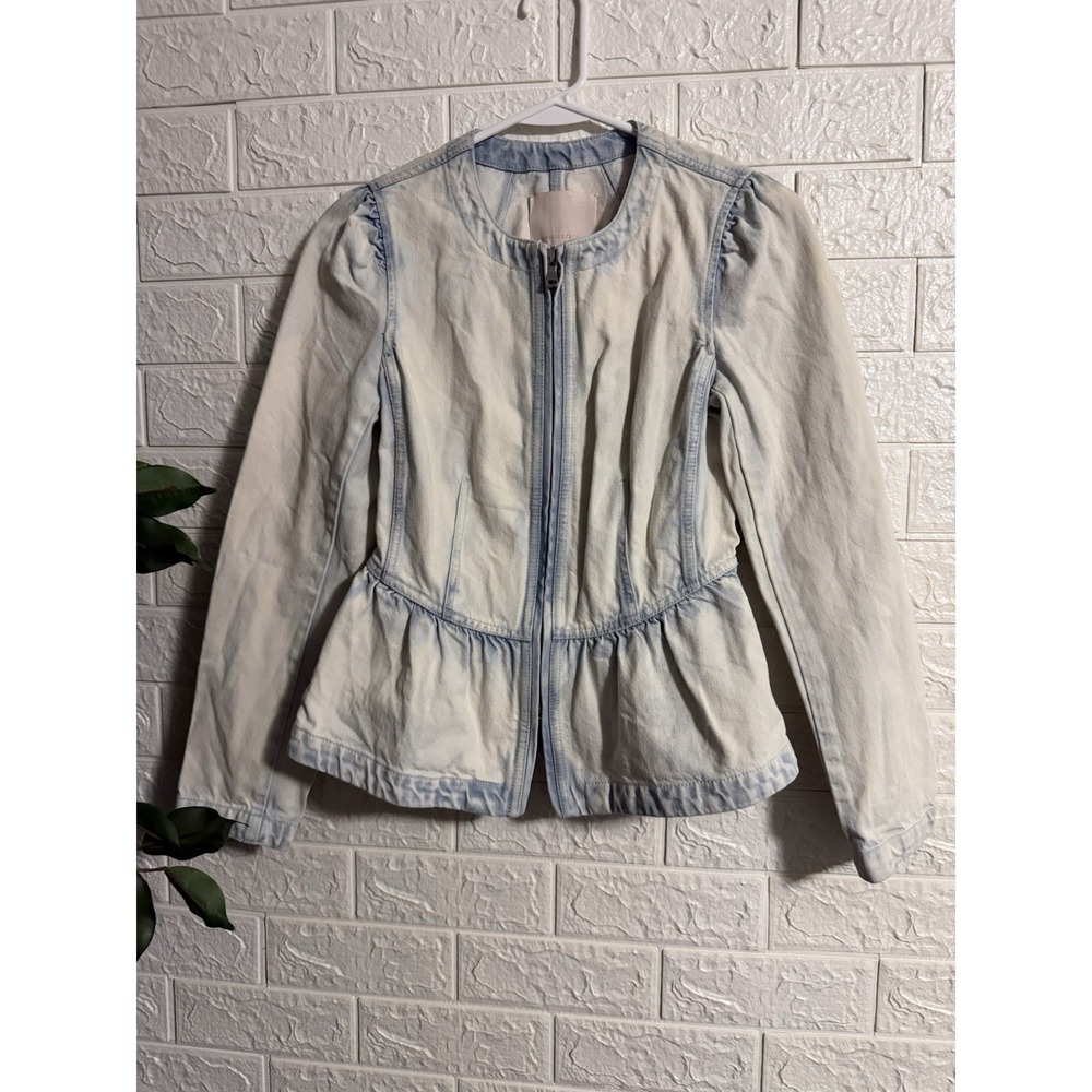 Rebecca Taylor Peplum denim jacket, Zip Closure And Puff Sleeves. Size XXS